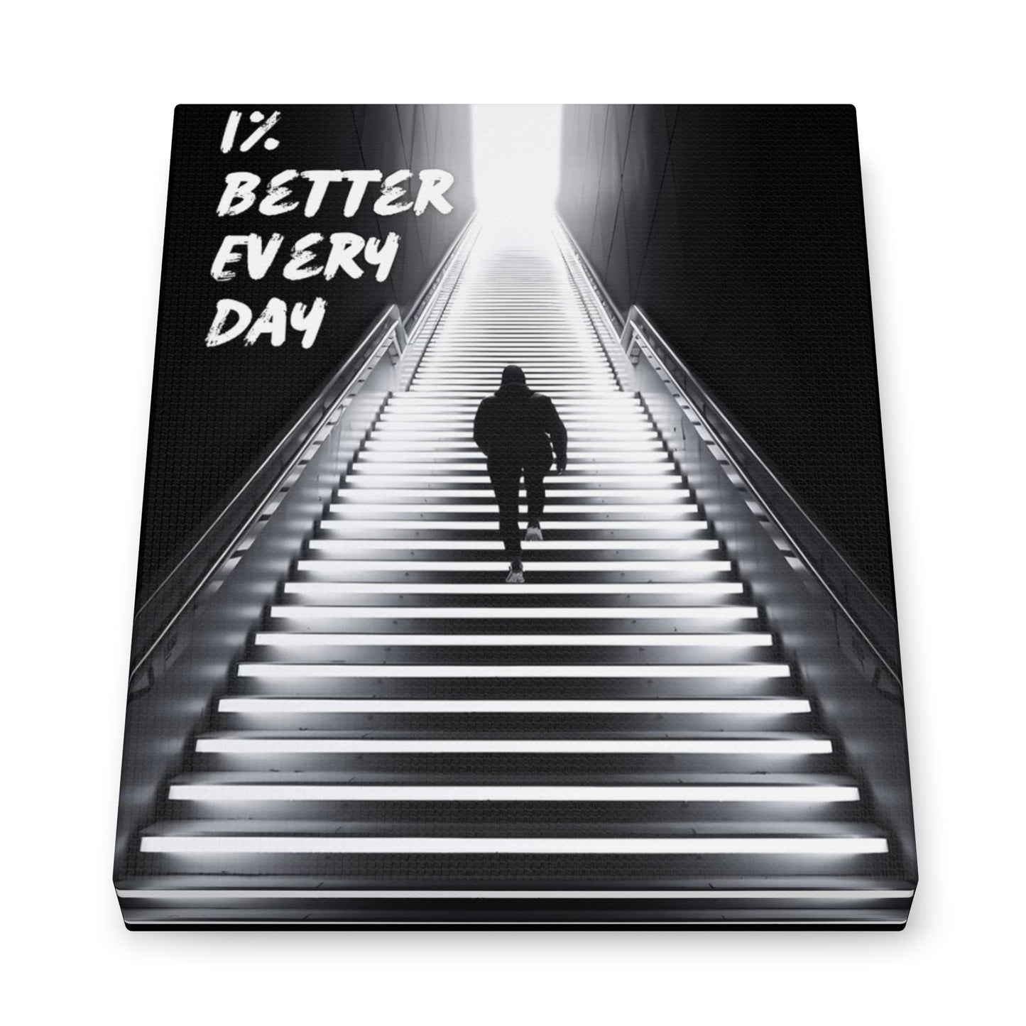 Canvas Print — 1% Better Every Day — Minimalist Black & White Motivational Poster